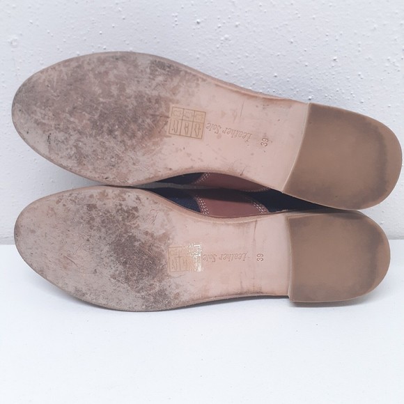 F-Troupe Womens Saddle Shoes Sz 39 Leather and Denim Brown Blue US Sz 8.5 - Picture 9 of 16